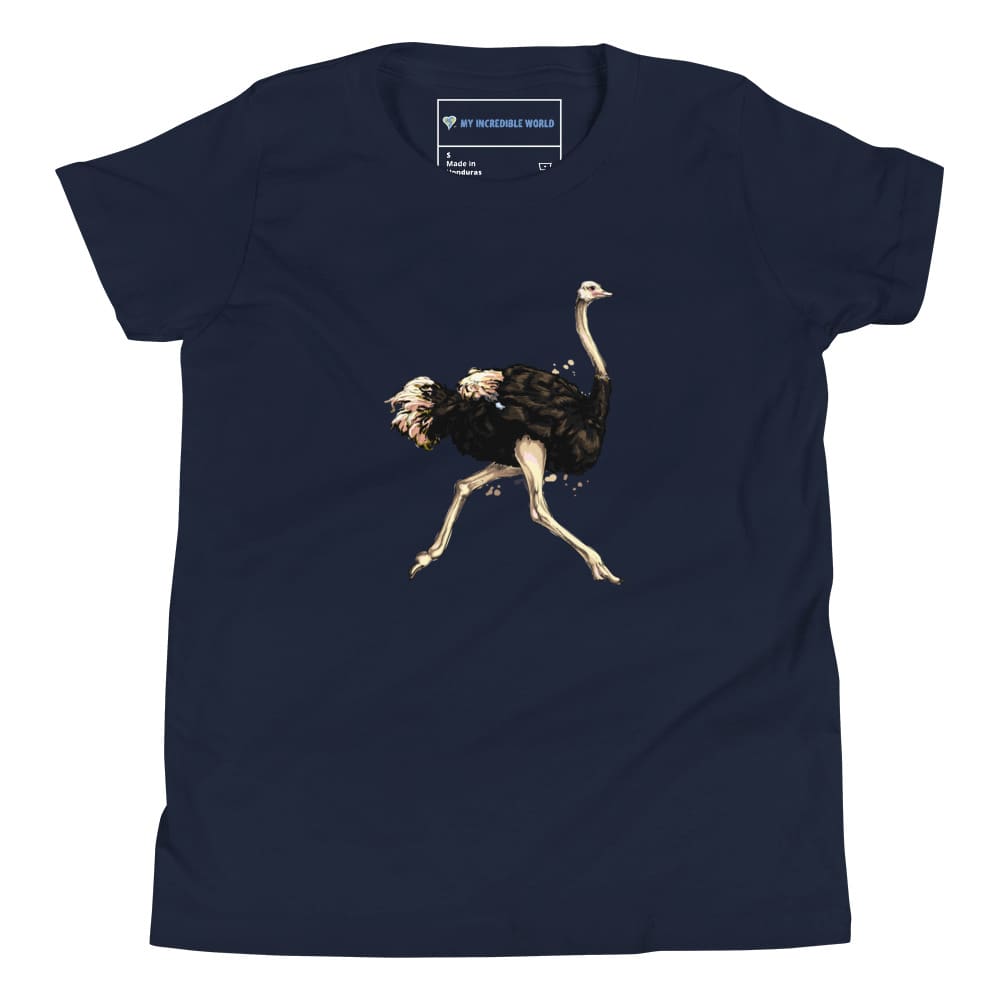 "Watercolor Ostrich" Ostrich T-Shirt (Youth/Kids) Navy / S