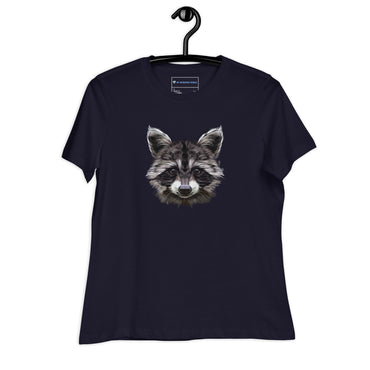 "Watercolor Raccoon" Women's Raccoon T-Shirt Navy / S