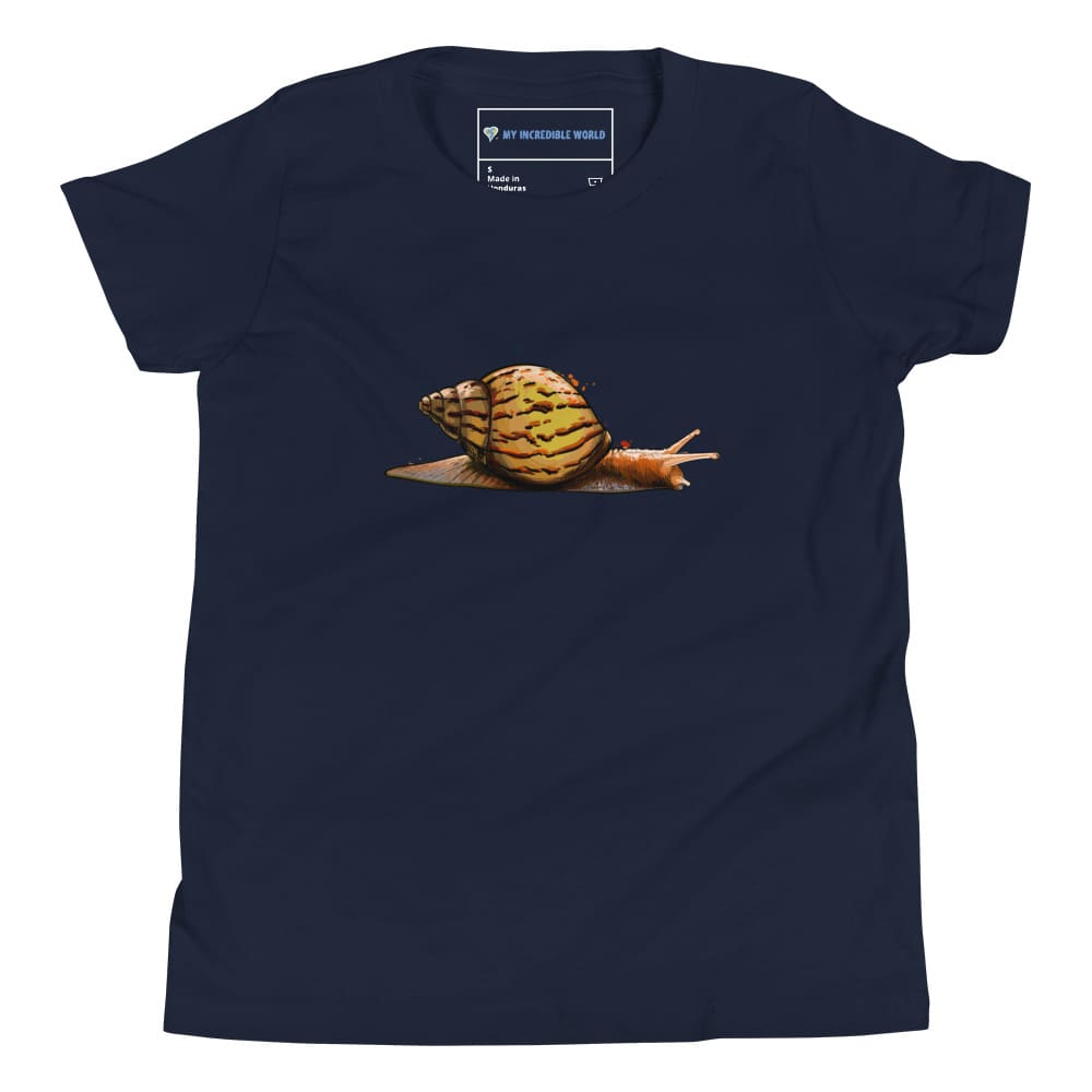 "Watercolor Snail" Snail T-Shirt (Youth/Kids) Navy / S