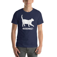 "Cats Are Incredible" Cat T-Shirt - White Print (Adult Men's/Unisex) Navy / XS