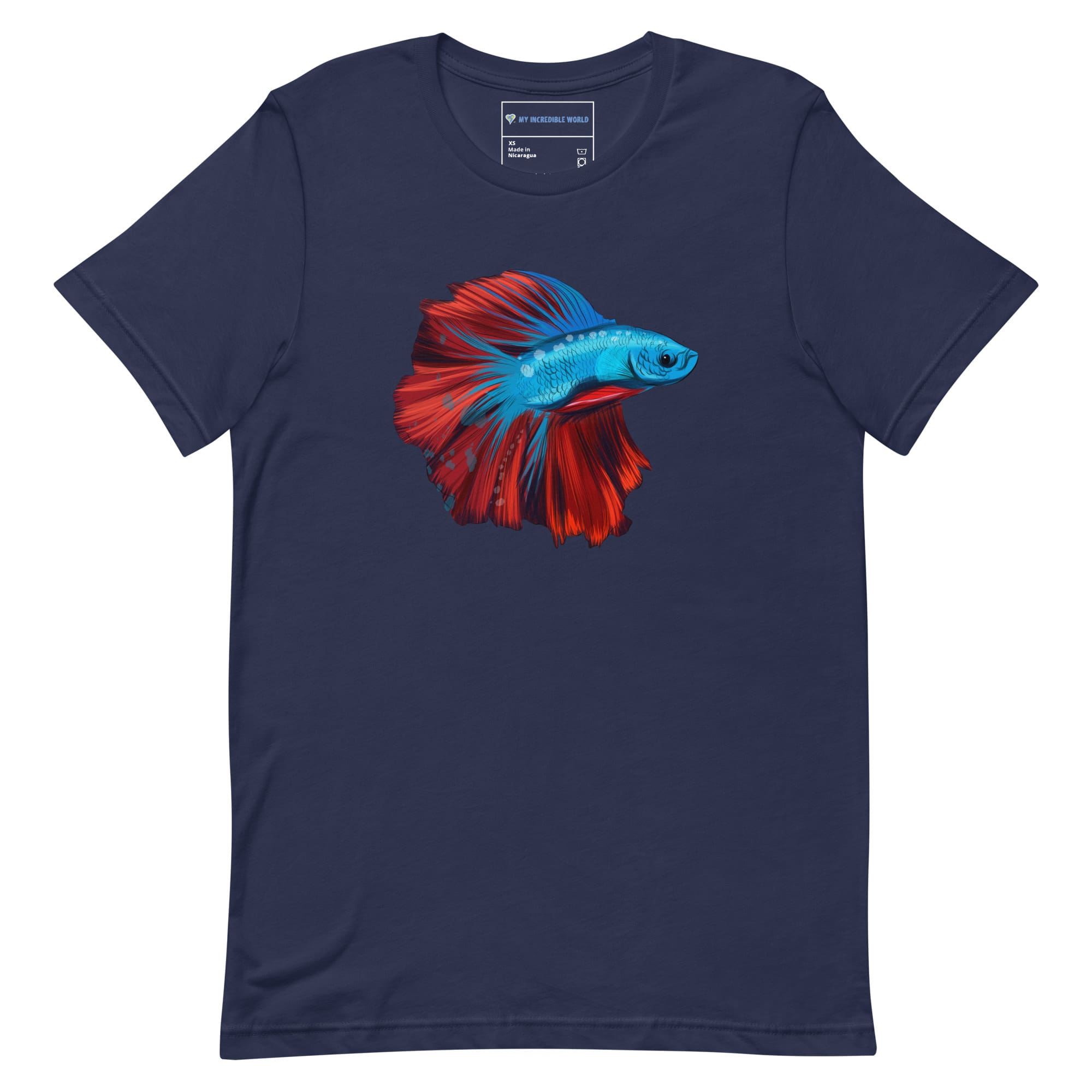 "Watercolor Betta" Betta Fish T-Shirt (Adult Unisex) Navy / XS