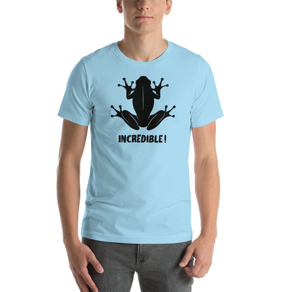 "Frogs Are Incredible" Frog T-Shirt - Black Print (Adult Unisex/Men's) Ocean Blue / S