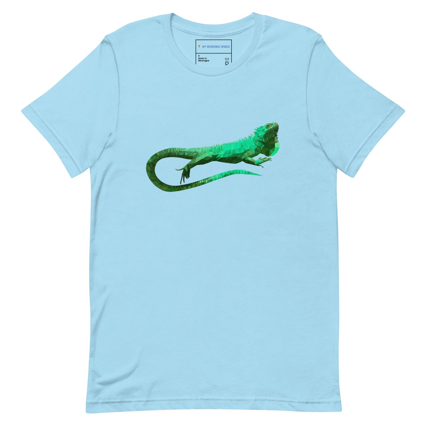 "Low-Poly Iguana" Polygonal Iguana T-Shirt (Adult Unisex) Ocean Blue / S