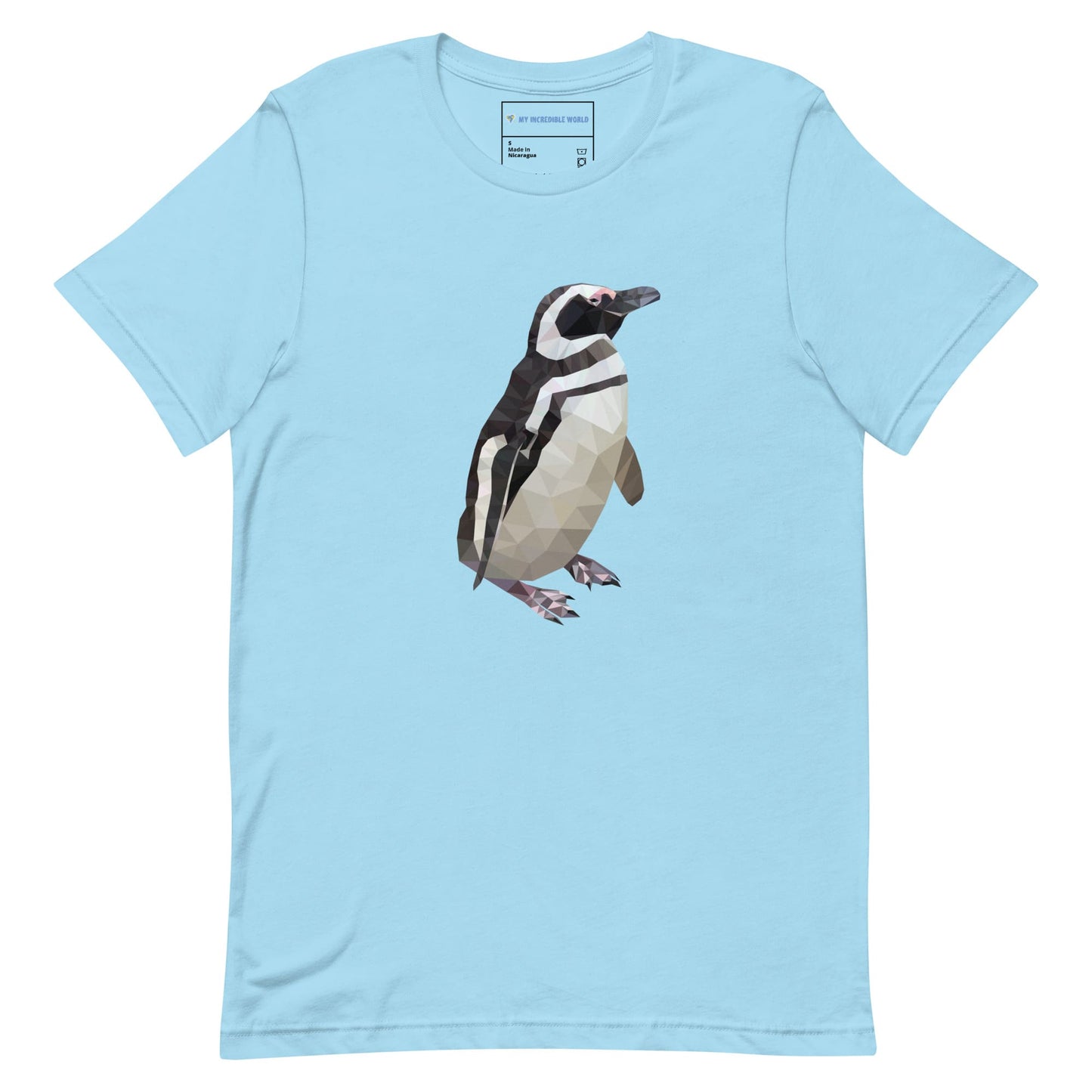 "Low-Poly Penguin" Polygonal Penguin T-Shirt (Adult Unisex) Ocean Blue / S