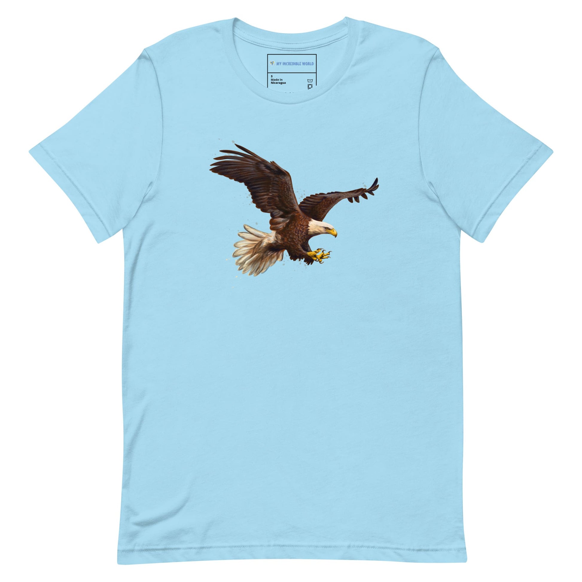 "Watercolor Bald Eagle" Bald Eagle T-Shirt (Adult Unisex) Ocean Blue / S