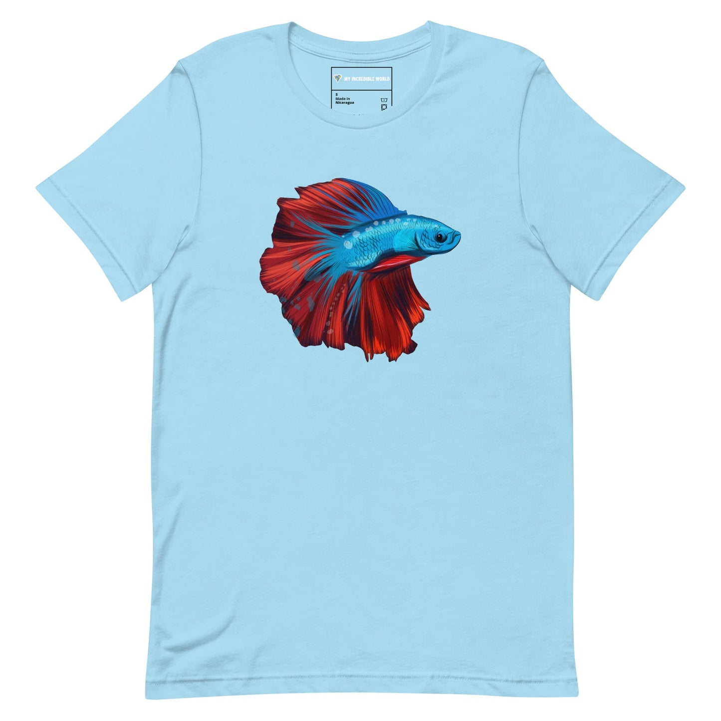 "Watercolor Betta" Betta Fish T-Shirt (Adult Unisex) Ocean Blue / S