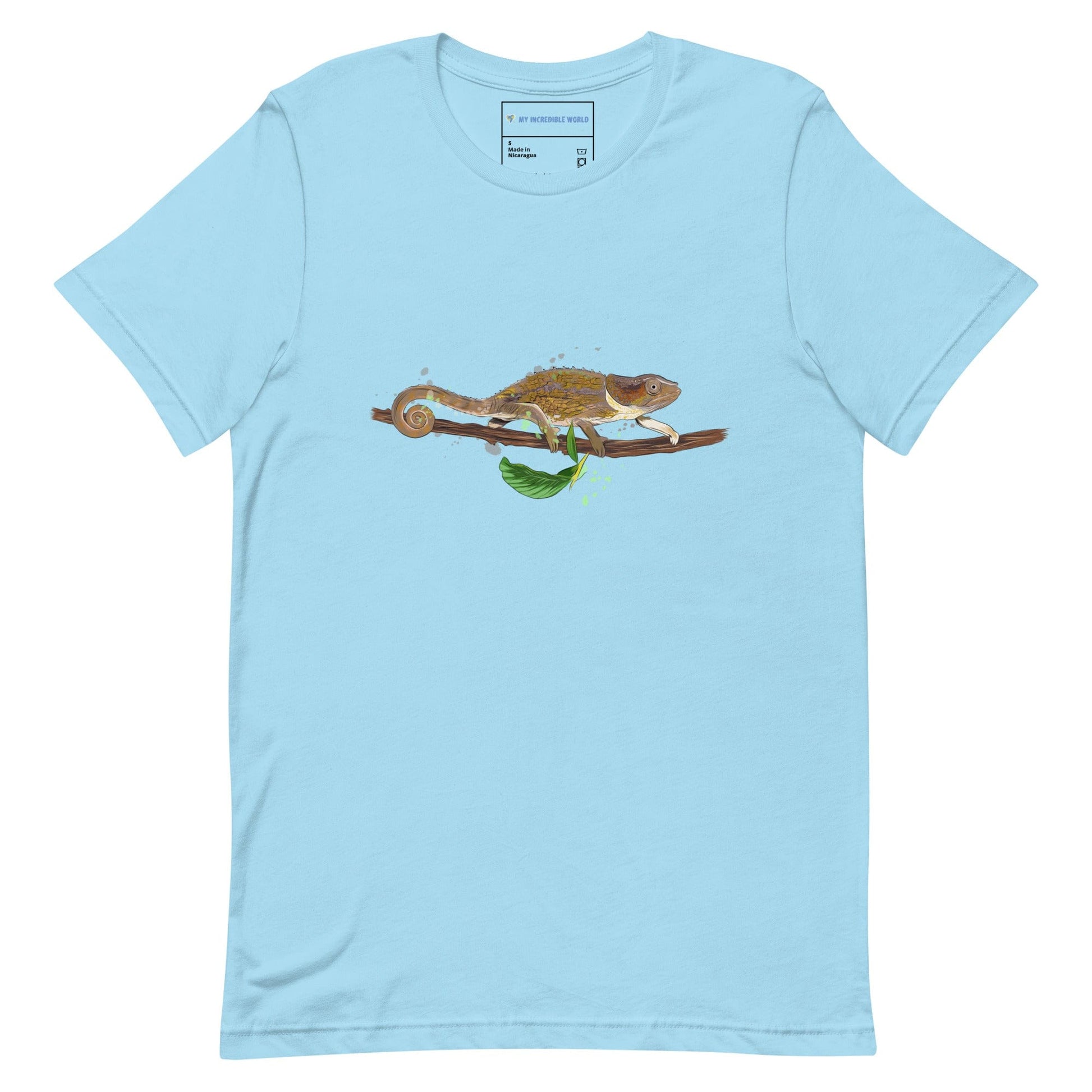 "Watercolor Chameleon" Chameleon T-Shirt (Adult Unisex) Ocean Blue / S