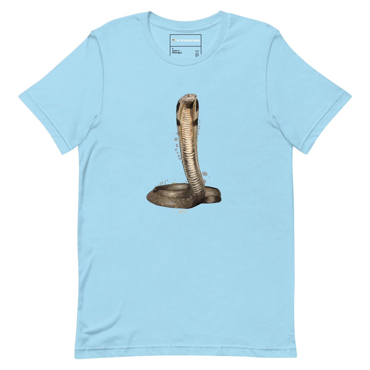 "Watercolor Cobra" Cobra Snake T-Shirt (Adult Unisex) Ocean Blue / S