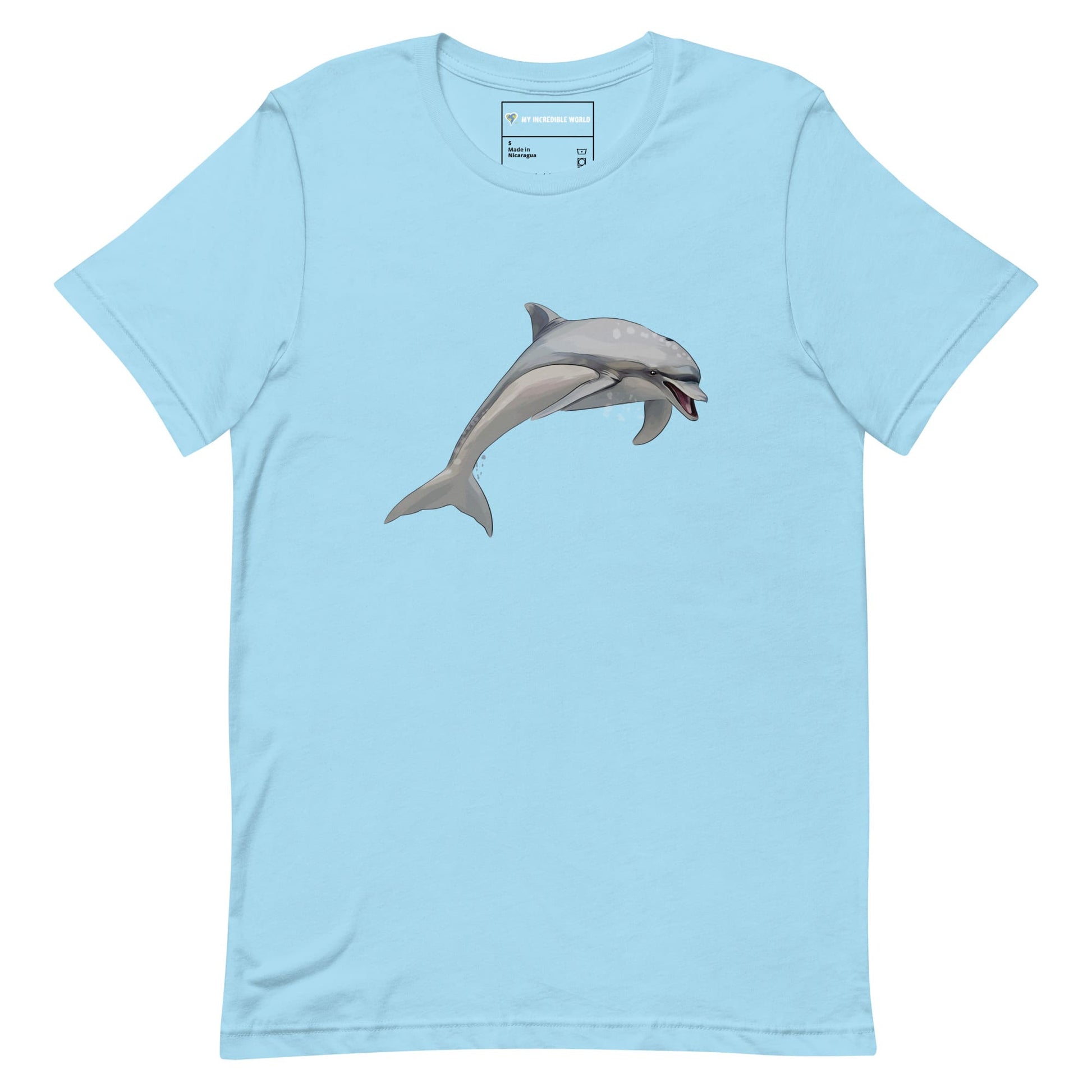 "Watercolor Dolphin" Dolphin T-Shirt (Adult Unisex) Ocean Blue / S