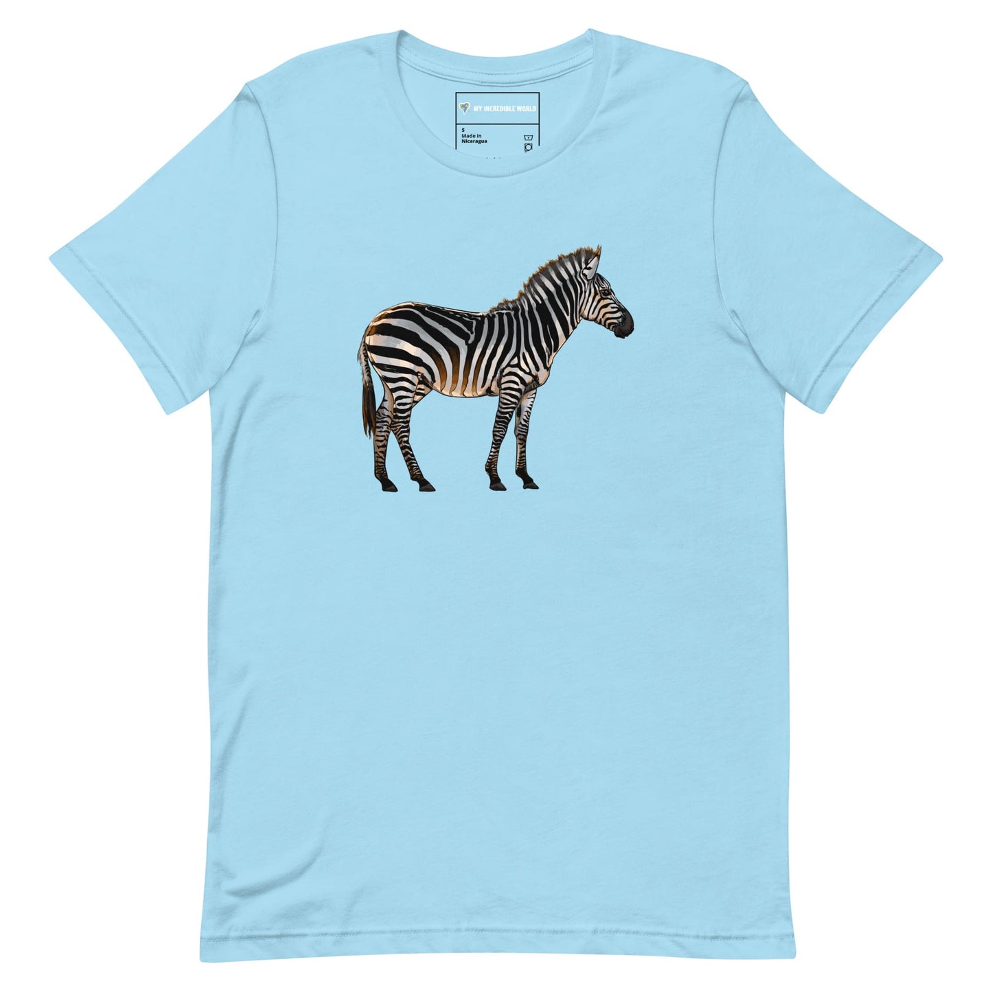 "Watercolor Zebra" Zebra T-Shirt (Adult Unisex) Ocean Blue / S