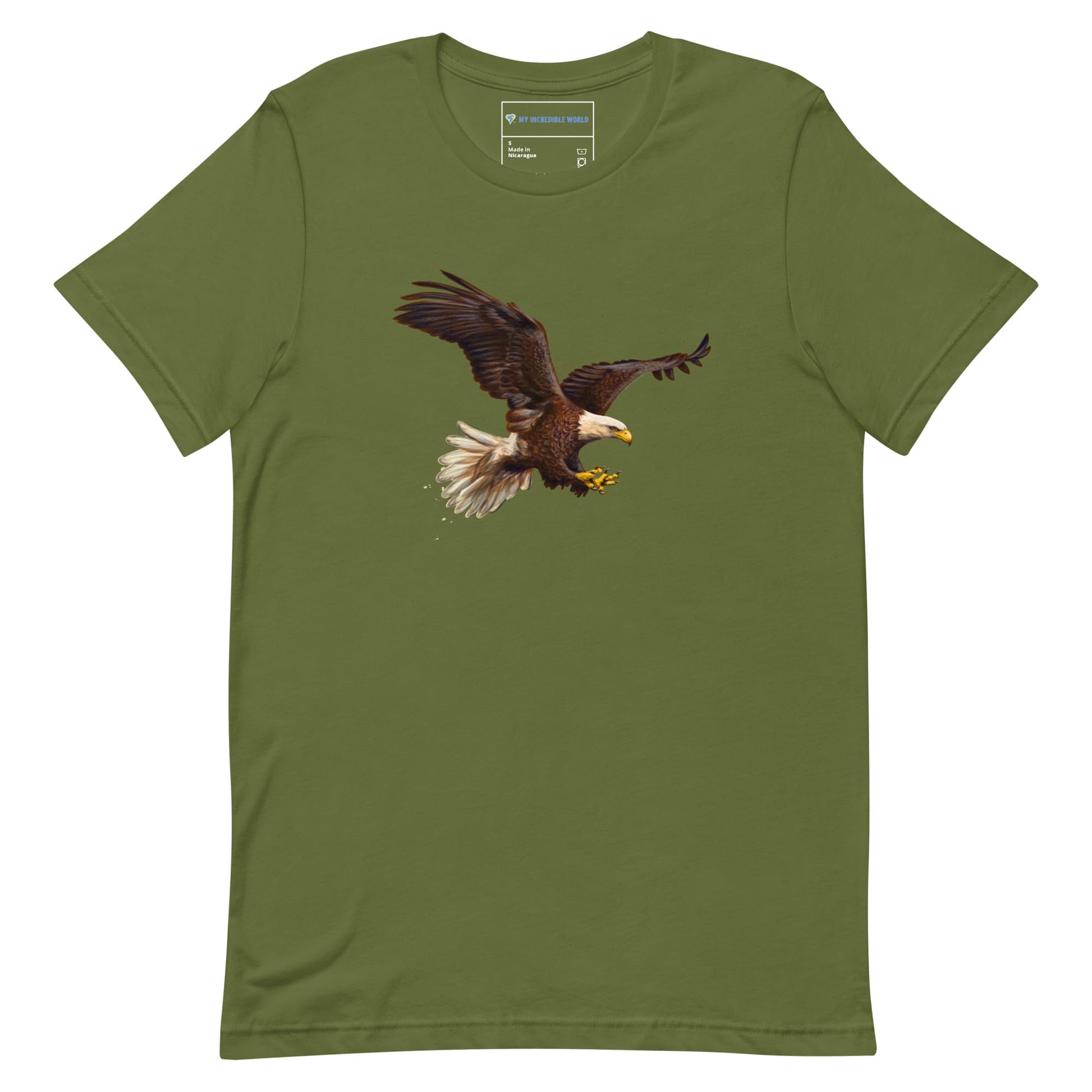 "Watercolor Bald Eagle" Bald Eagle T-Shirt (Adult Unisex) Olive / S