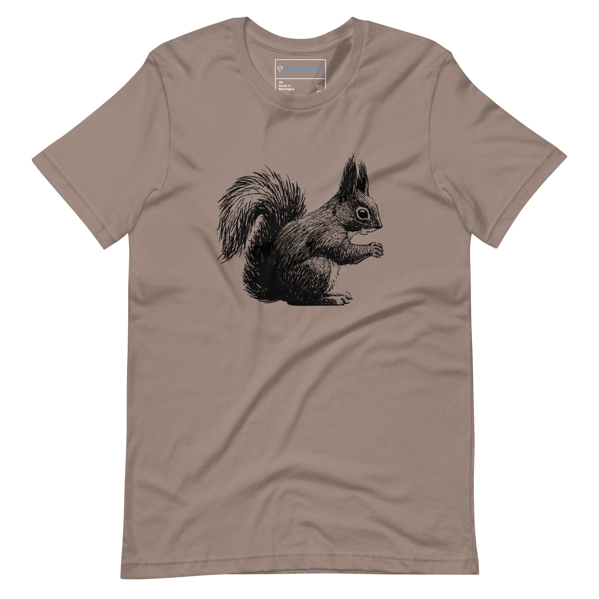 "Gentle Squirrel" Squirrel Sketch T-Shirt (Adult Unisex) Pebble / XS