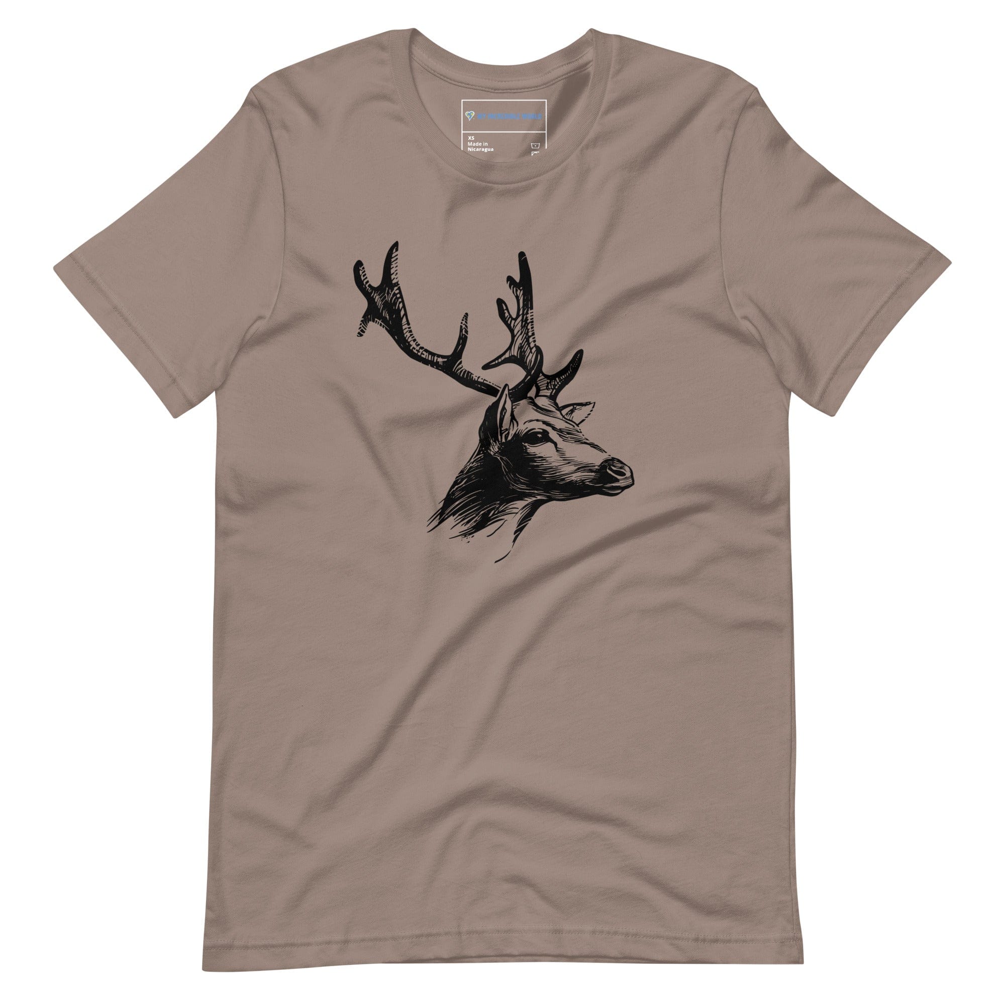 "Magnificent Buck" Deer Sketch T-Shirt (Adult Unisex) Pebble / XS