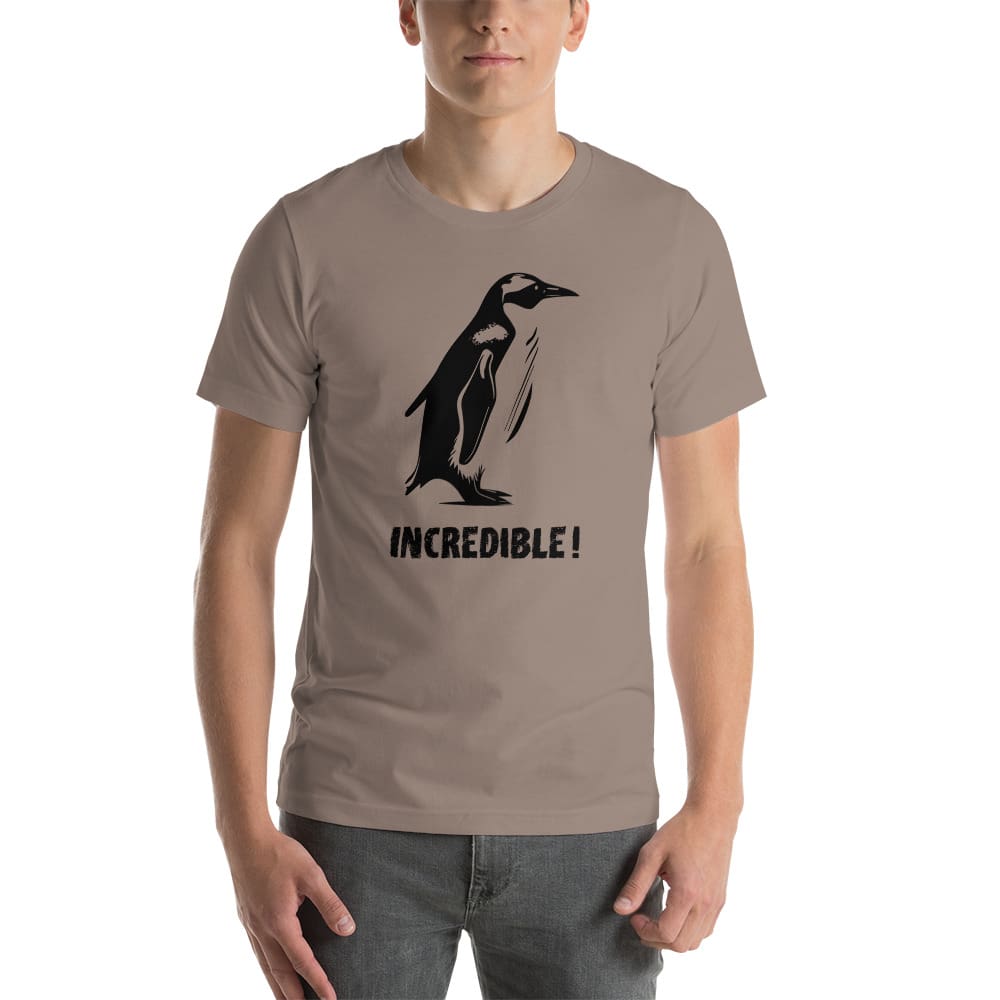 “Penguins Are Incredible!” Penguins T-Shirt – Black Print (Adult Unisex / Men’s) Pebble / XS