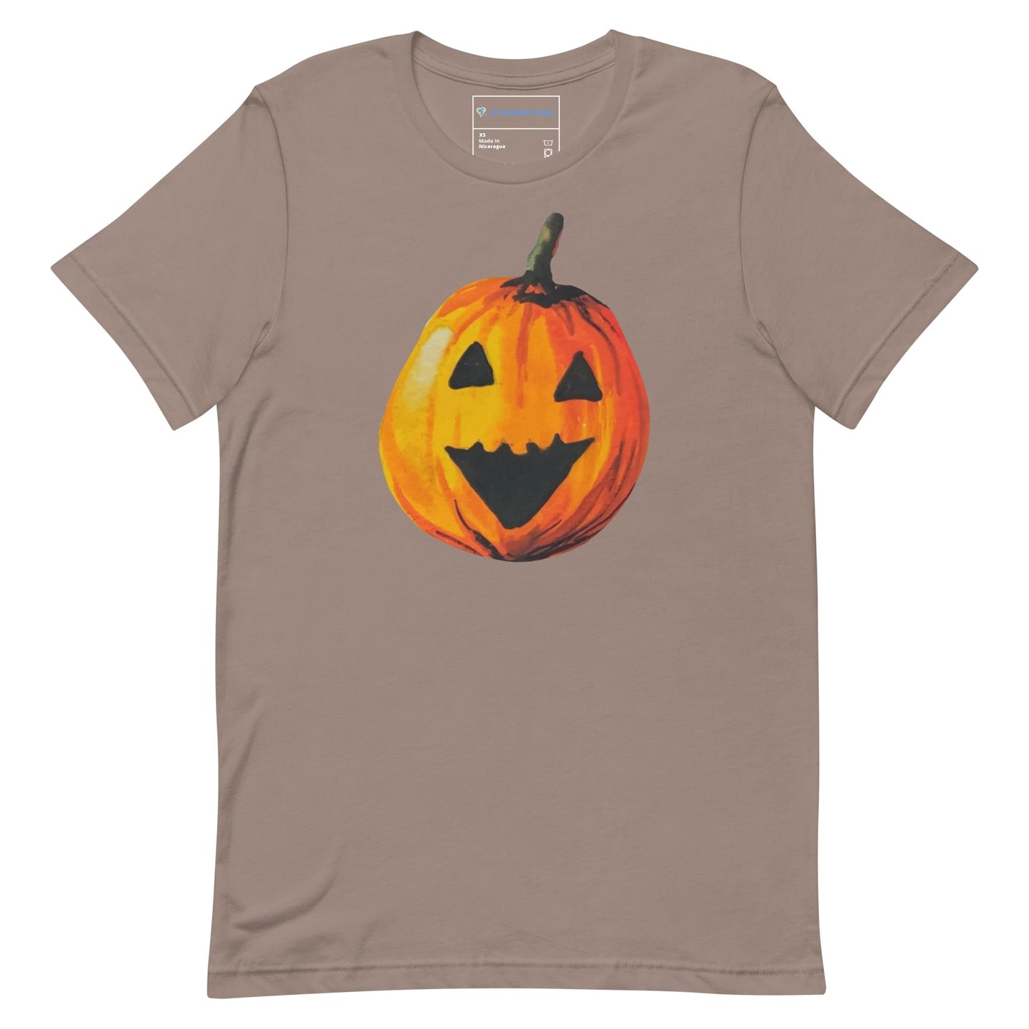 "Watercolor Jack-o-Lantern" Pumpkin T-Shirt (Adult Unisex) Pebble / XS