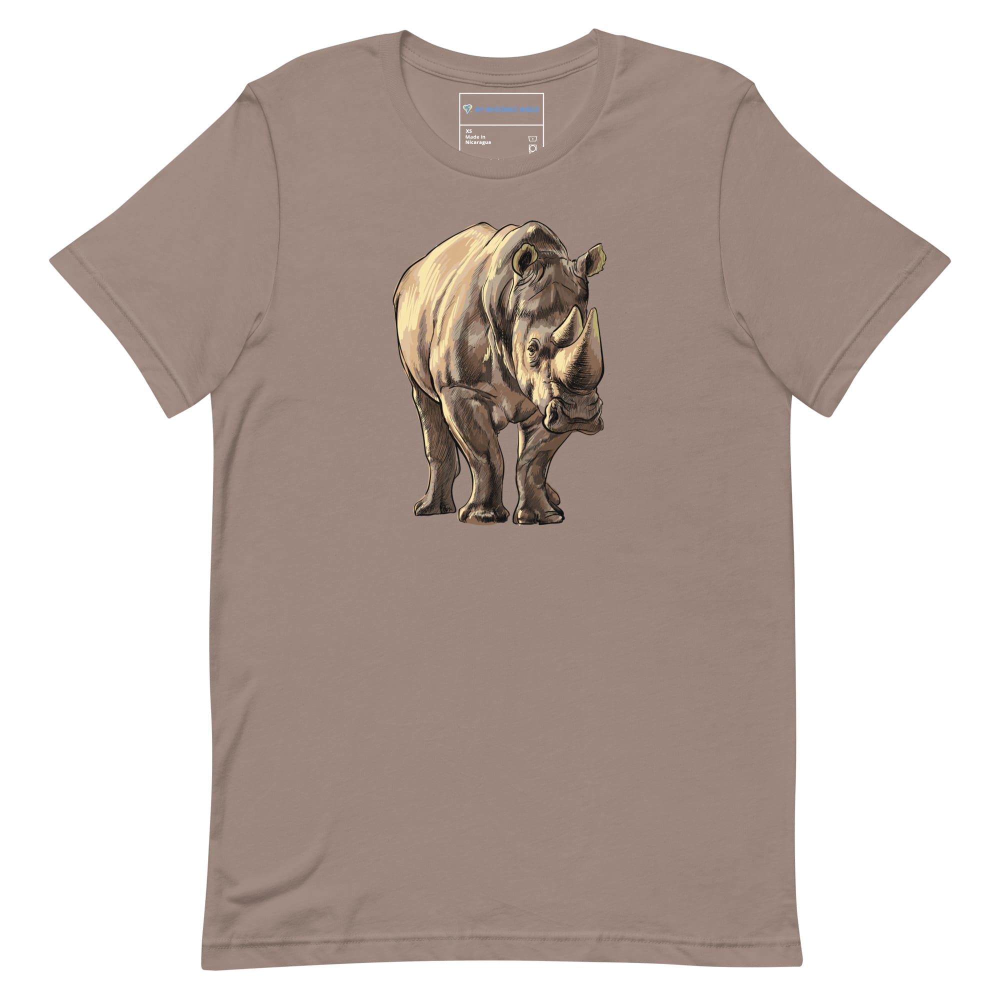 "Watercolor Rhinoceros" Rhino T-Shirt (Adult Unisex) Pebble / XS