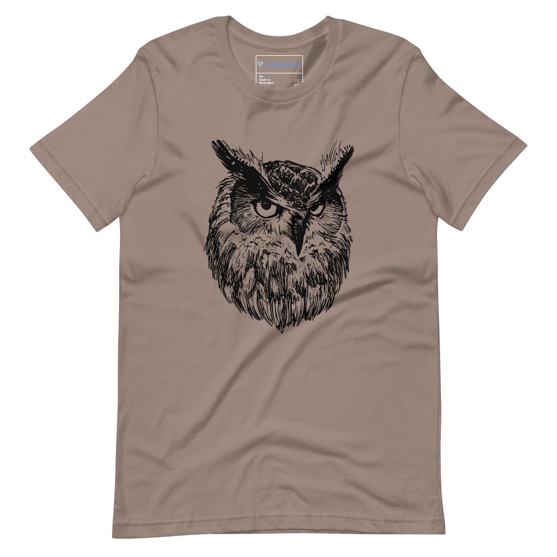 "Wise Owl" Owl Sketch T-Shirt (Adult Unisex) Pebble / XS