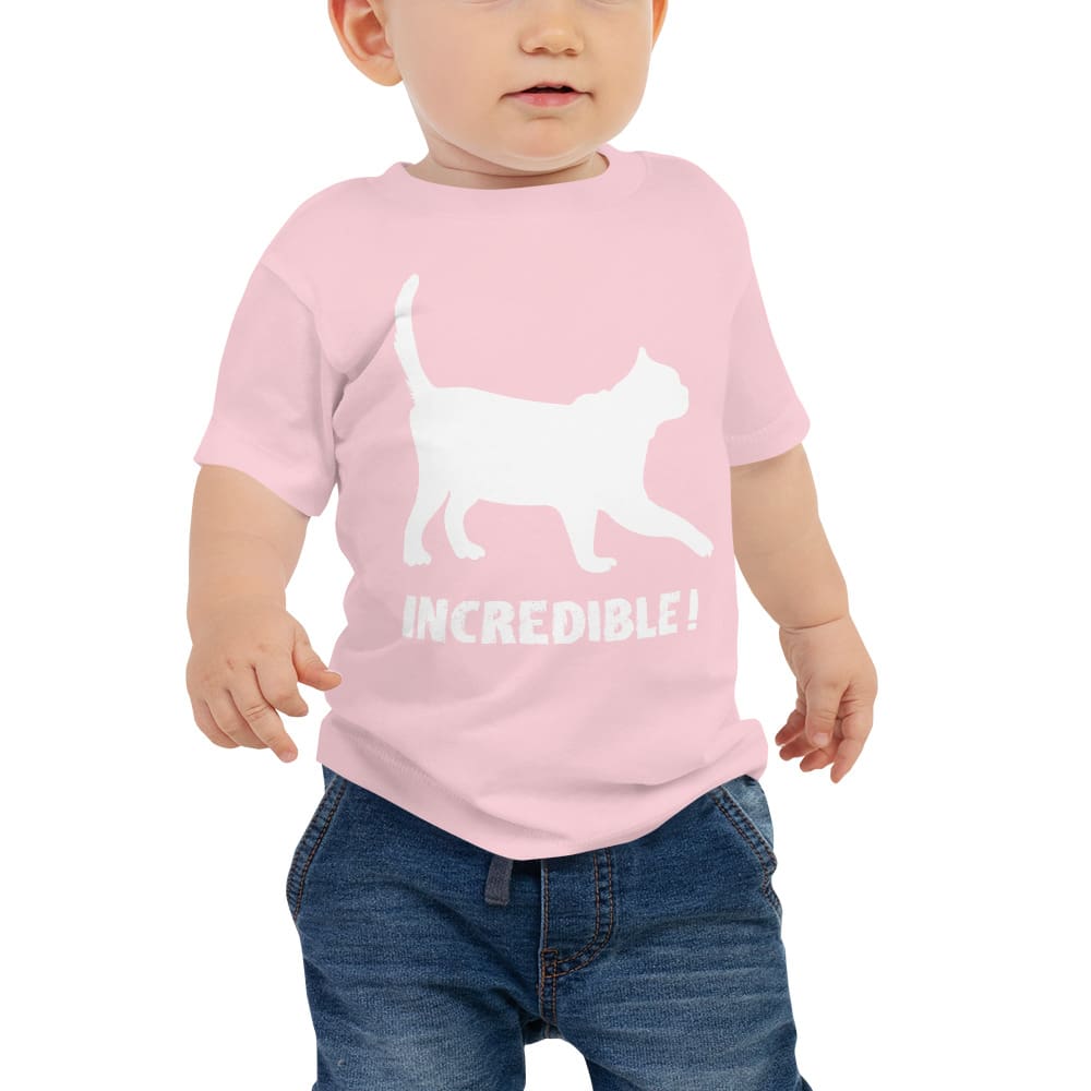 "Cats Are Incredible" Cat T-Shirt for Babies (White Print) Pink / 6-12m