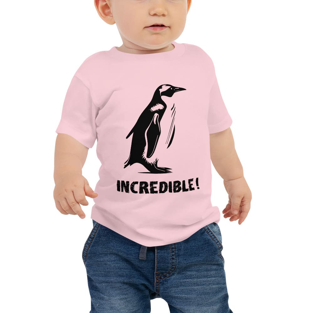 "Penguins Are Incredible" Penguin T-Shirt for Babies (Black Print) Pink / 6-12m