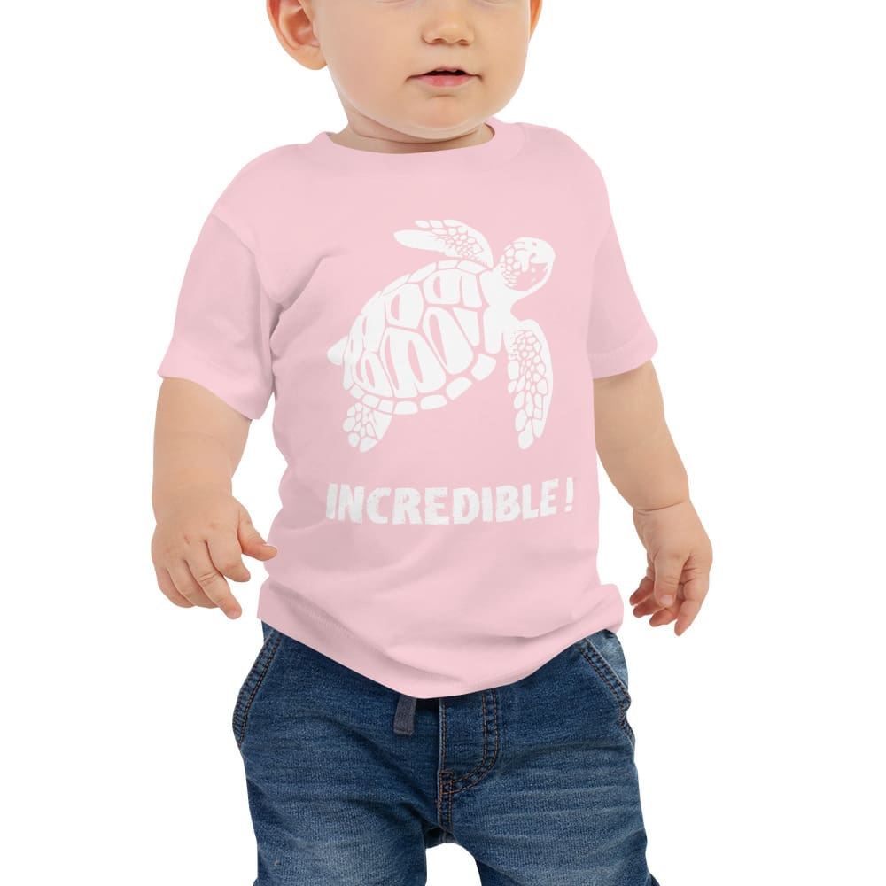 "Sea Turtles Are Incredible" Sea Turtle T-Shirt for Babies (White Print) Pink / 6-12m