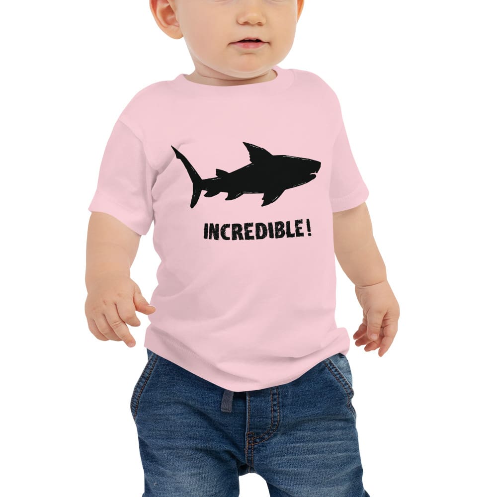 "Sharks Are Incredible" Shark T-Shirt for Babies (Black Print) Pink / 6-12m