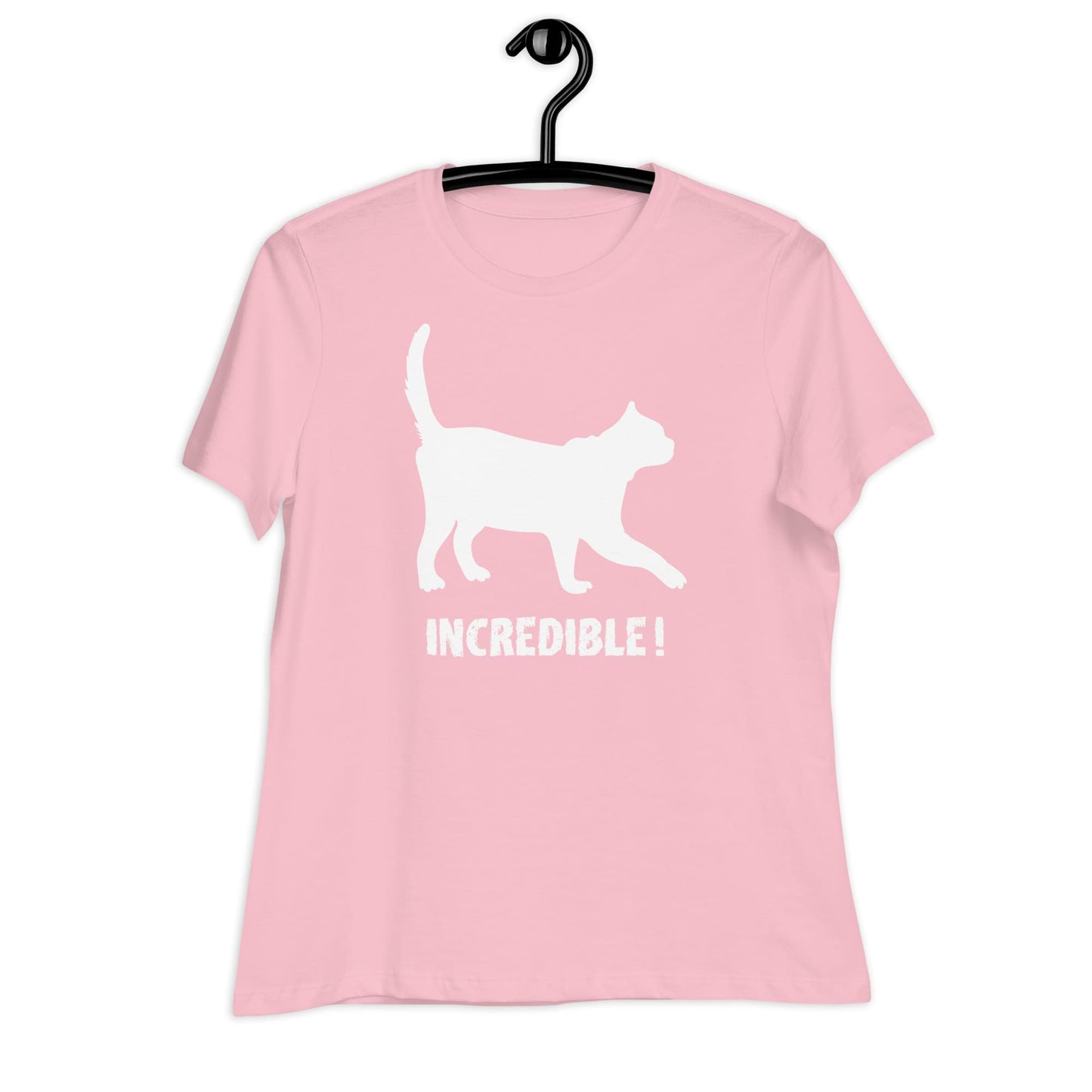 "Cats Are Incredible" Cat Shirt for Women (White Print) Pink / S