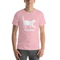 "Cats Are Incredible" Cat T-Shirt - White Print (Adult Men's/Unisex) Pink / S