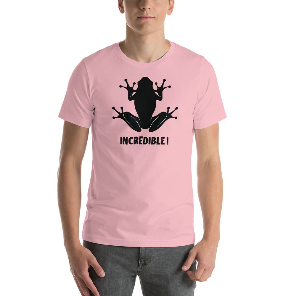 "Frogs Are Incredible" Frog T-Shirt - Black Print (Adult Unisex/Men's) Pink / S