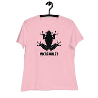 "Frogs Are Incredible" Frog T-Shirt for Women (Black Print) Pink / S