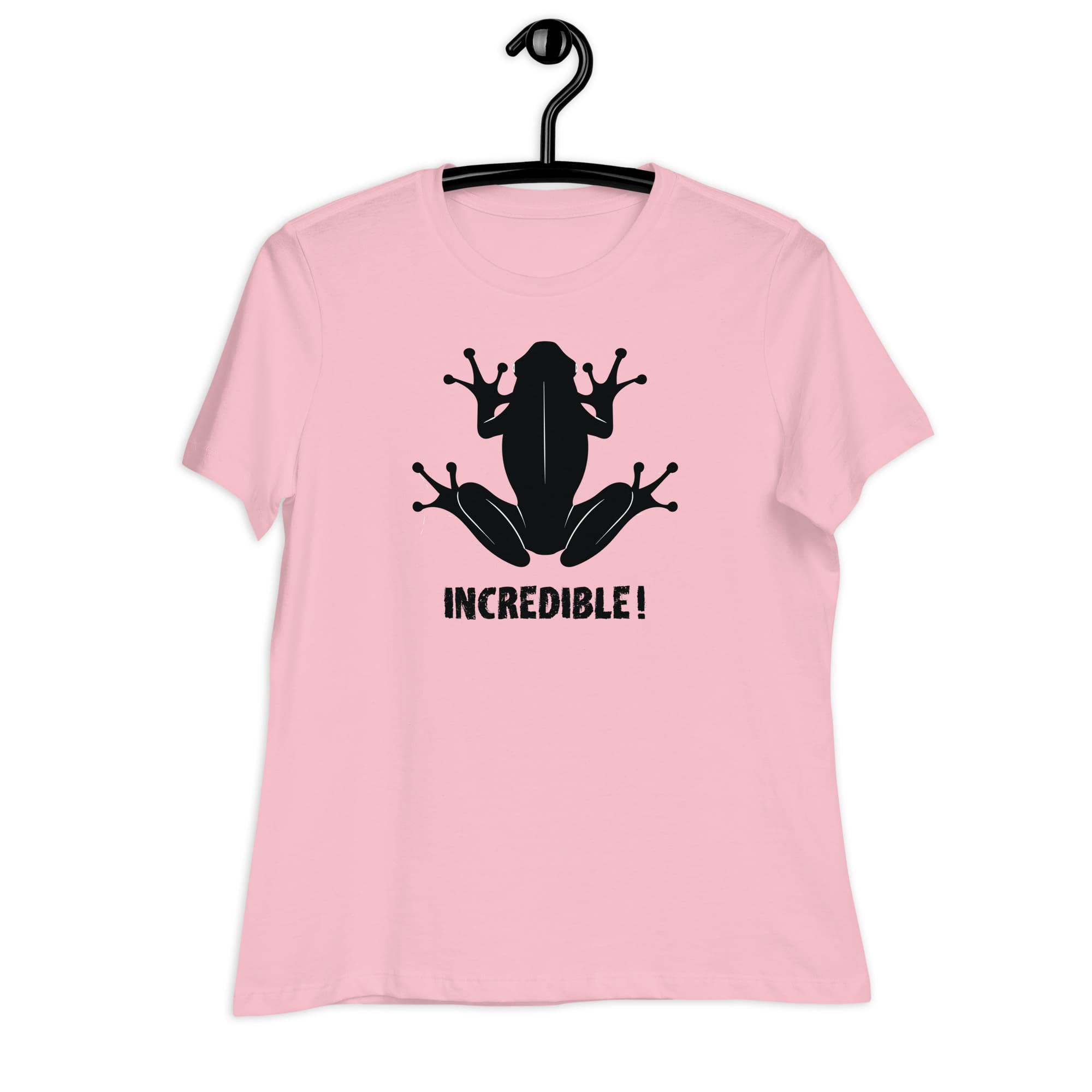 "Frogs Are Incredible" Frog T-Shirt for Women (Black Print) Pink / S