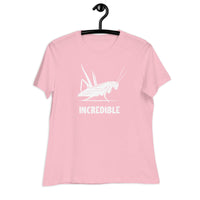 "Grasshoppers Are Incredible" Grasshopper T-Shirt for Women (White Print) Pink / S