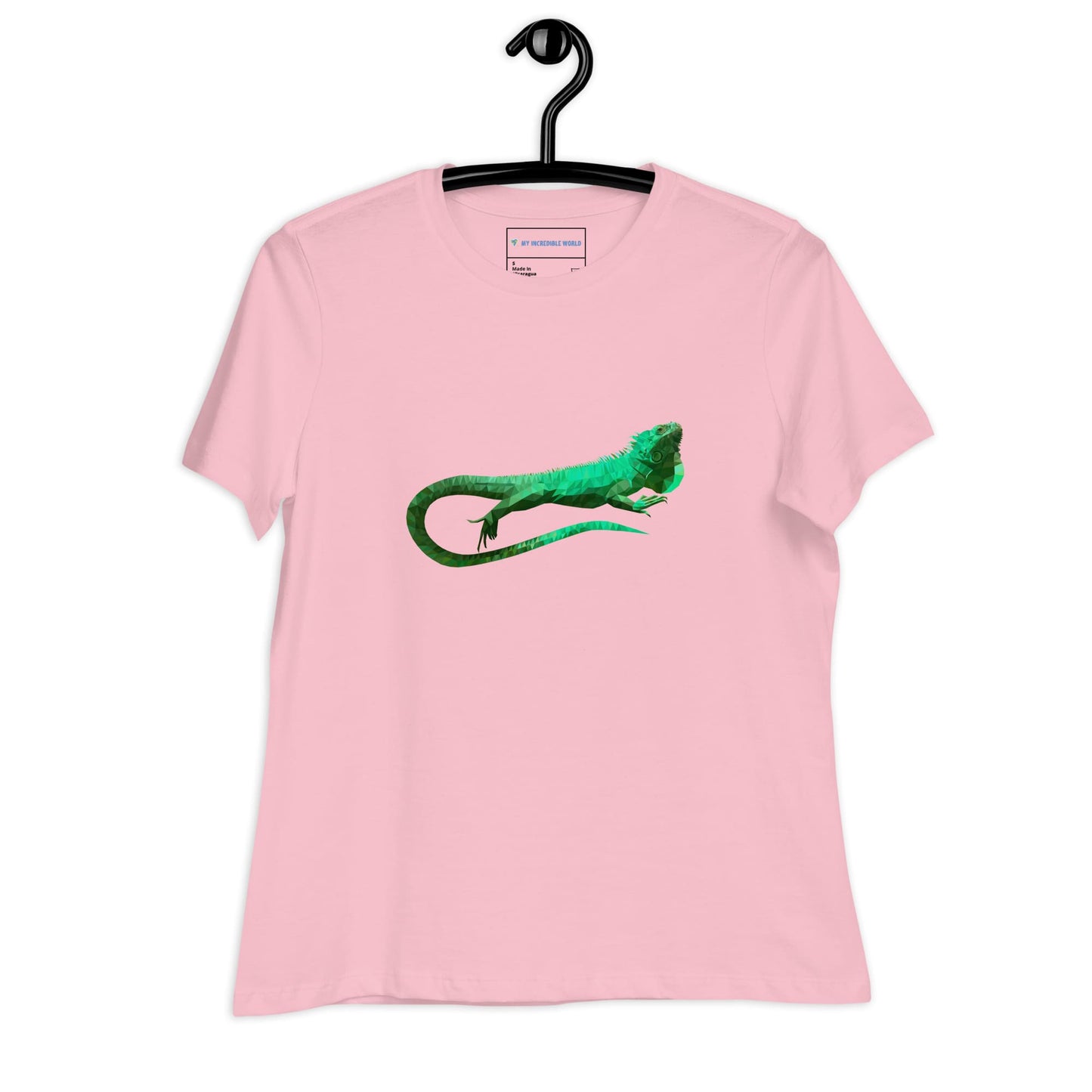 "Low-Poly Iguana" Polygonal Iguana T-Shirt for Women Pink / S