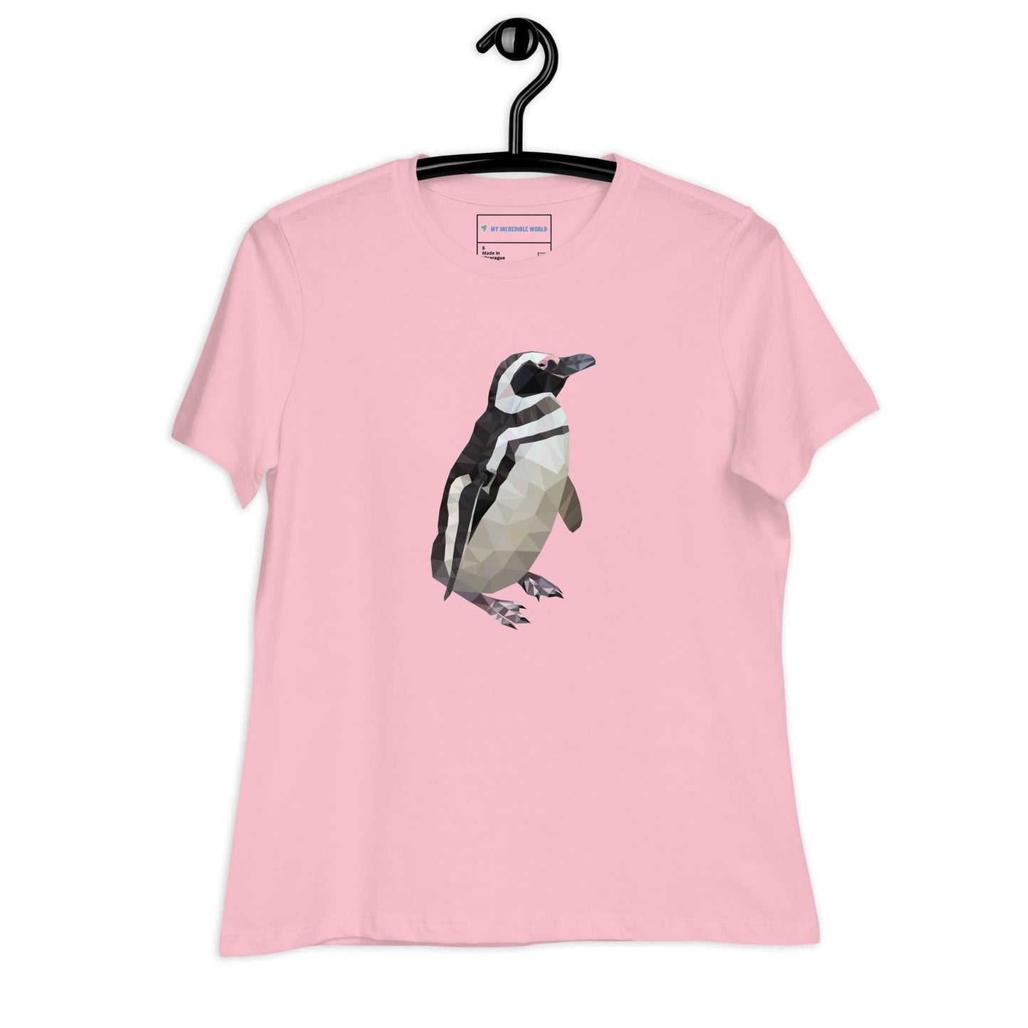 "Low-Poly Penguin" Polygonal Penguin T-Shirt for Women Pink / S