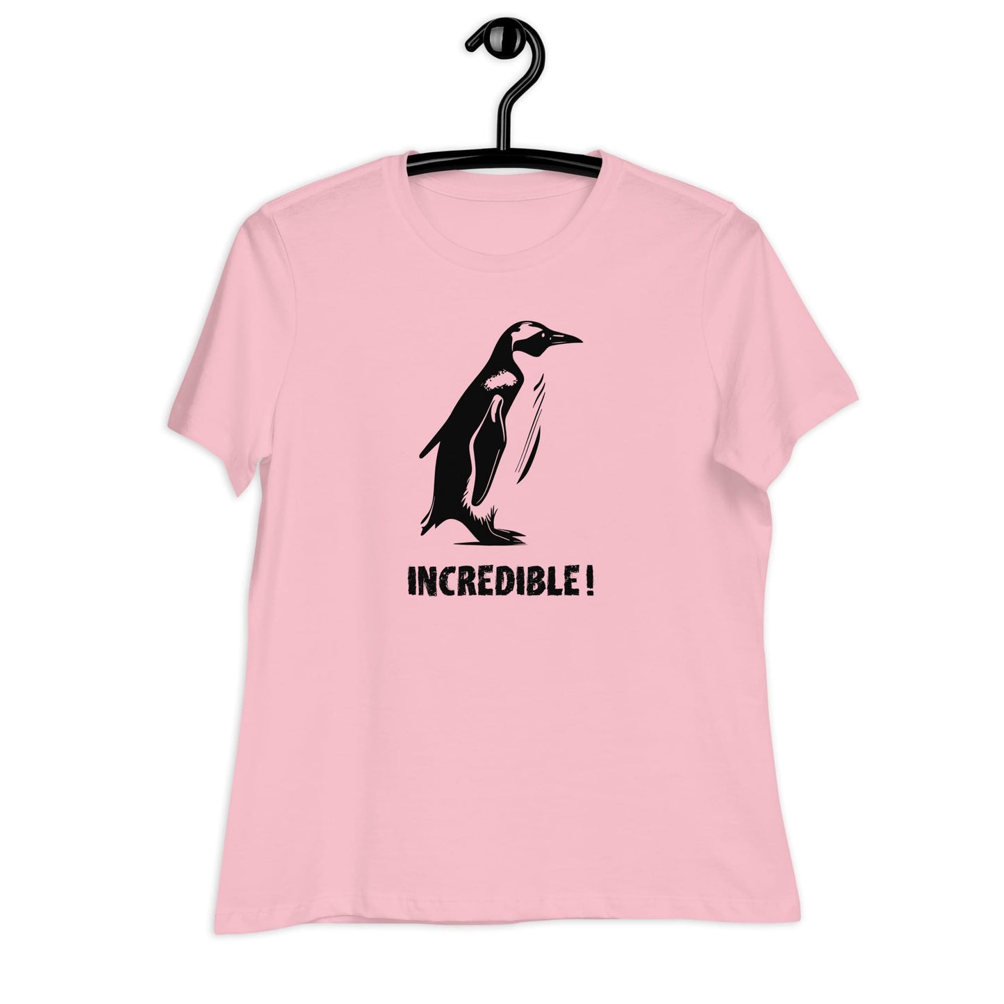 Penguins Are Incredible!” Penguins T-Shirt – Black Print (Women’s) Pink / S