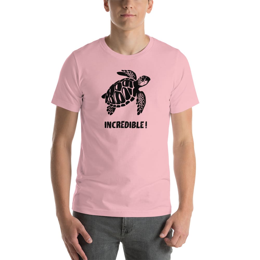 "Sea Turtles Are Incredible" Sea Turtle T-Shirt - Black Print (Adult Unisex / Men's) Pink / S