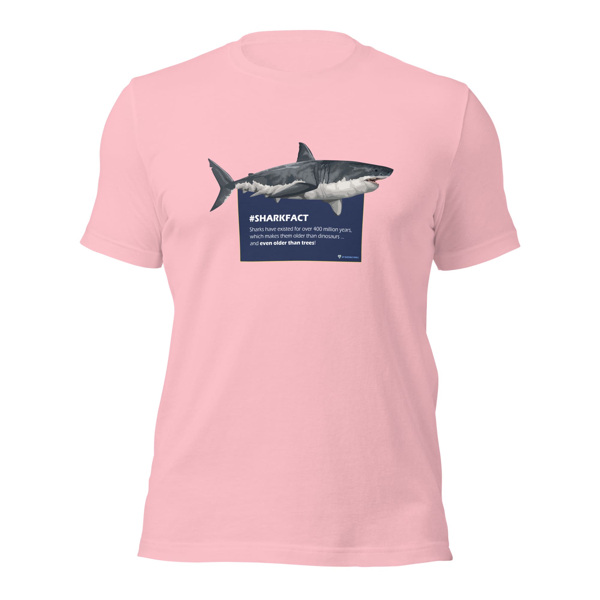 "#SHARKFACT Sharks Are Older Than Trees" Shark T-Shirt (Adult Unisex/Men's) Pink / S