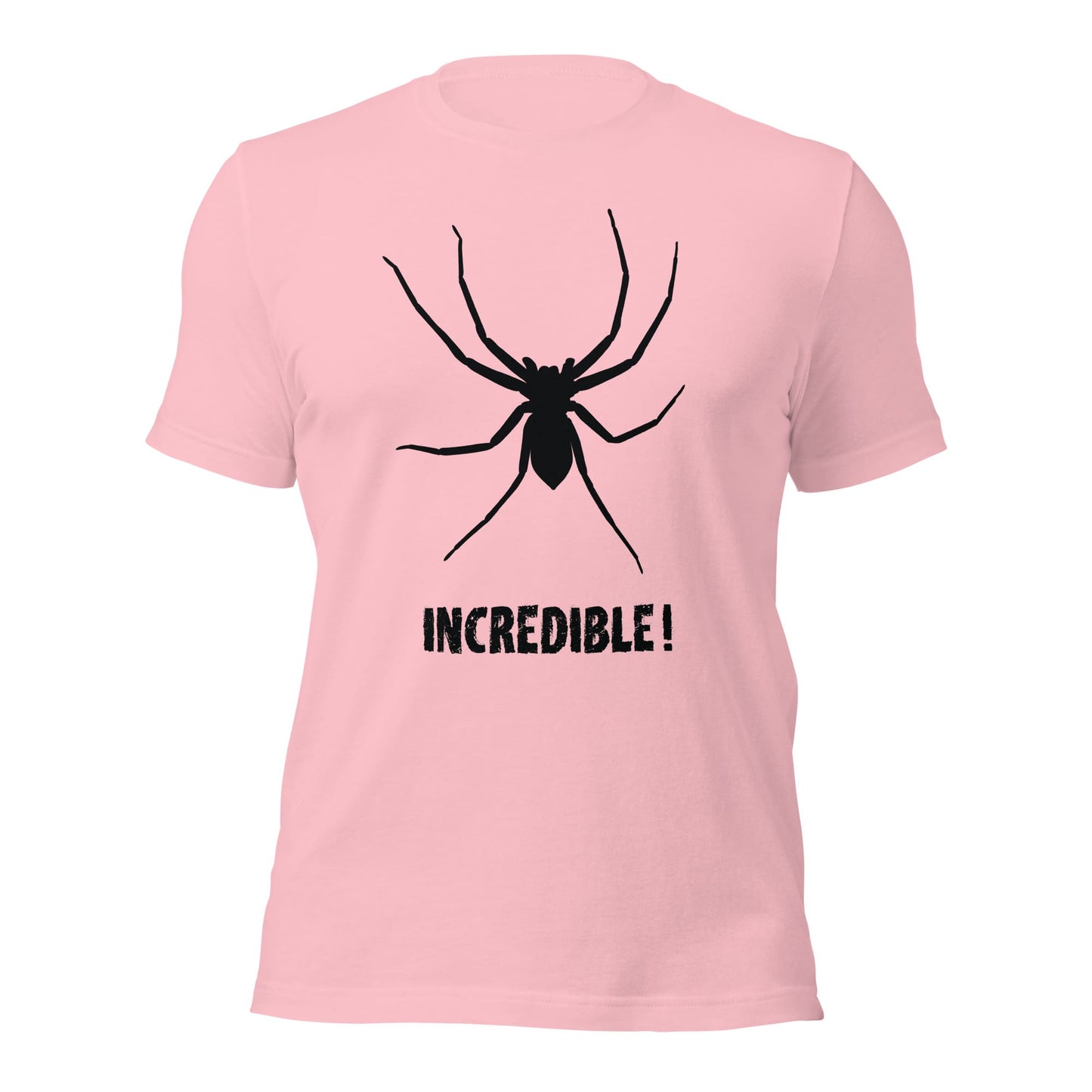 "Spiders are Incredible" Spider T-Shirt - Black Print (Adult Unisex / Men's) Pink / S