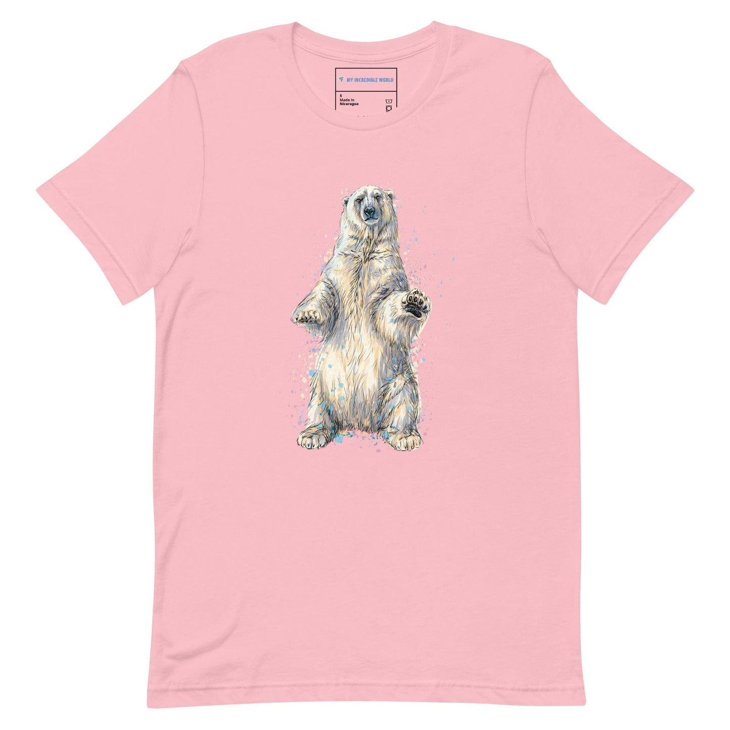 "Watercolor Polar Bear" Polar Bear T-Shirt (Adult Unisex) Pink / S