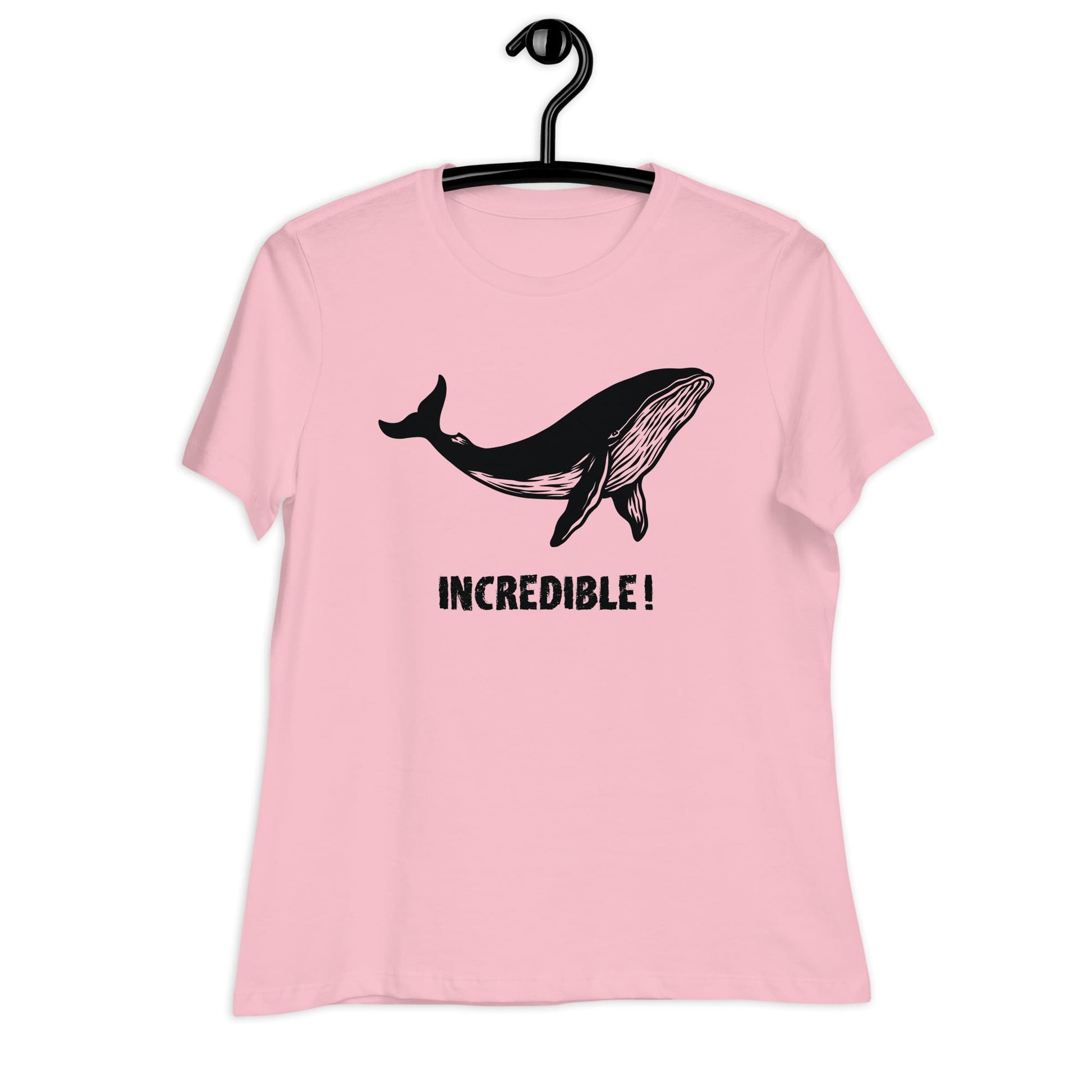 "Whales Are Incredible" Whale T-Shirt for Women (Black Print) Pink / S