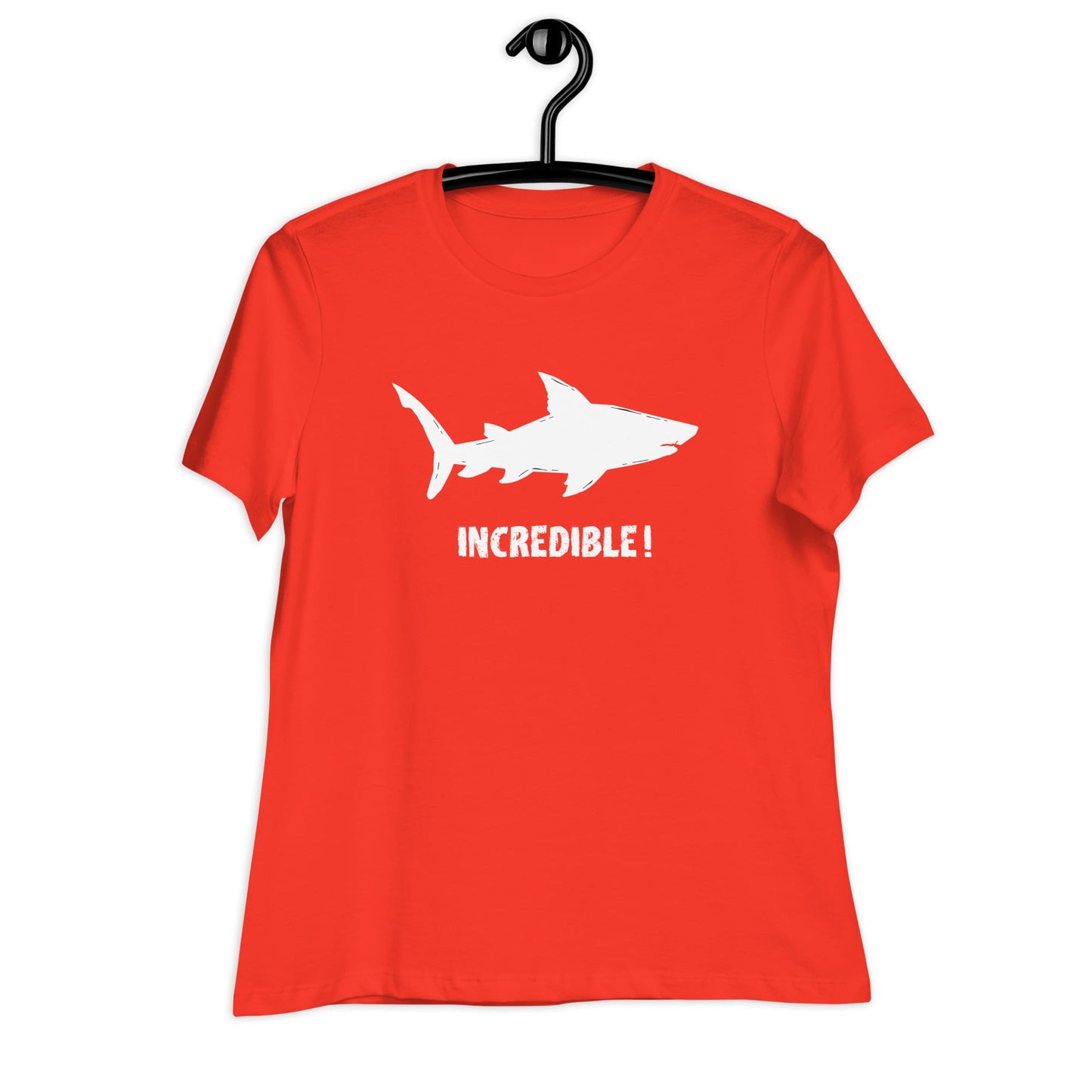 "Sharks Are Incredible" Shark T-Shirt for Women (White Print) Poppy / S