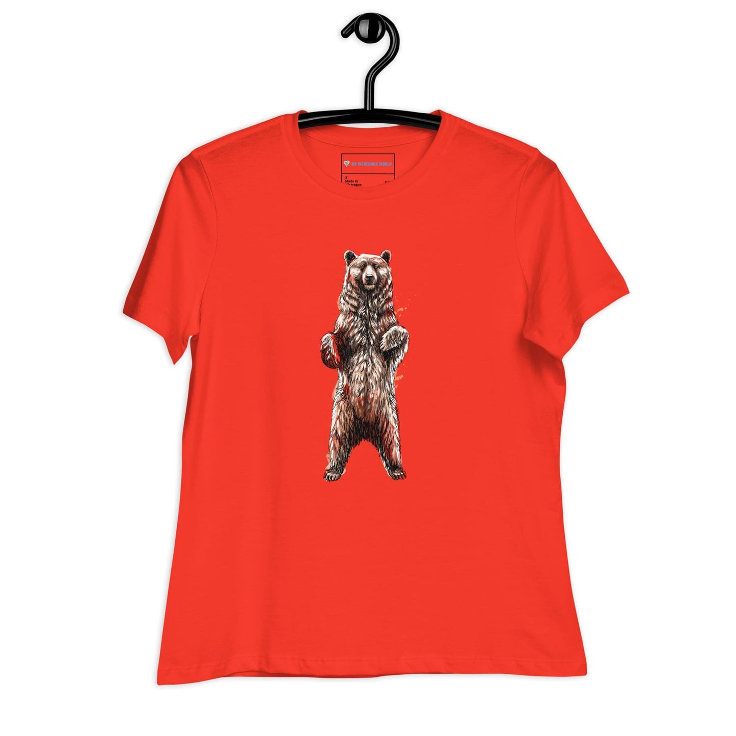 "Watercolor Brown Bear" Women's Brown Bear T-Shirt Poppy / S