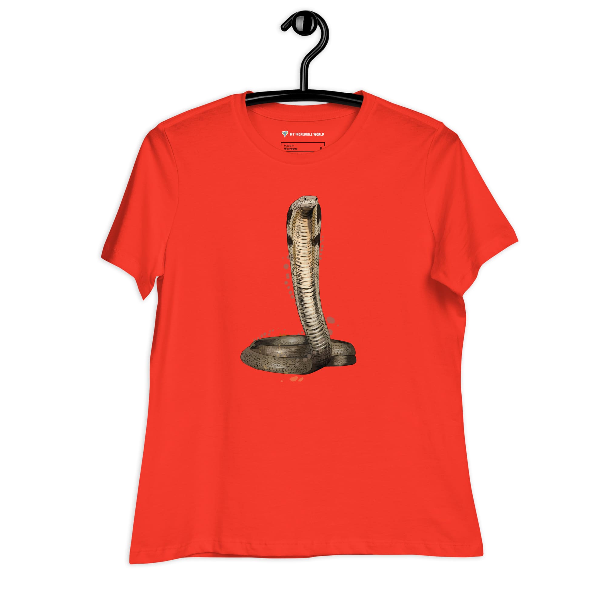 "Watercolor Cobra" Women's Cobra T-Shirt (Snake) Poppy / S