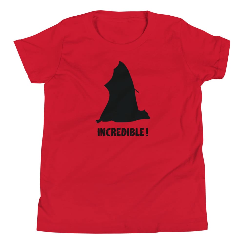 "Bats Are Incredible" Bat T-Shirt for Youth/Kids (Black Print) Red / S / --