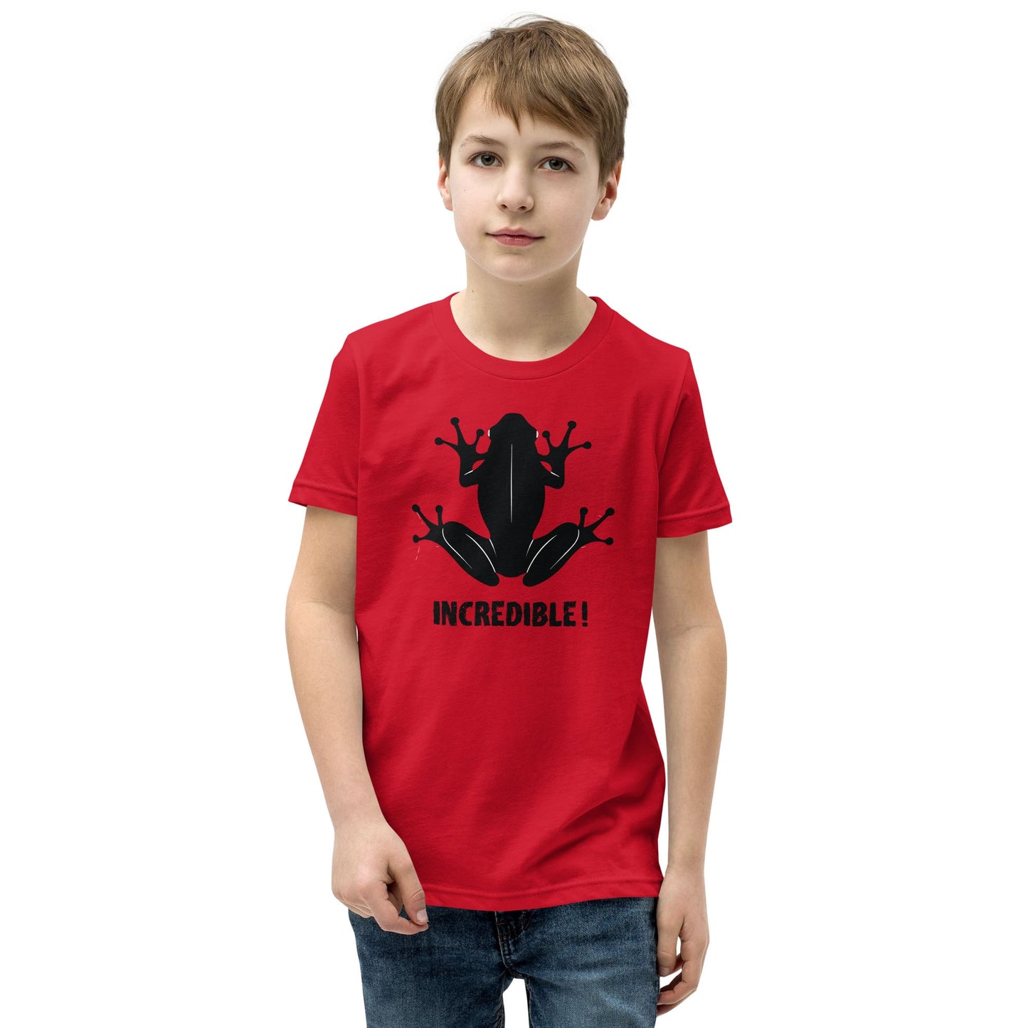 "Frogs Are Incredible" Frog T-Shirt for Youth/Kids (Black Print) Red / S