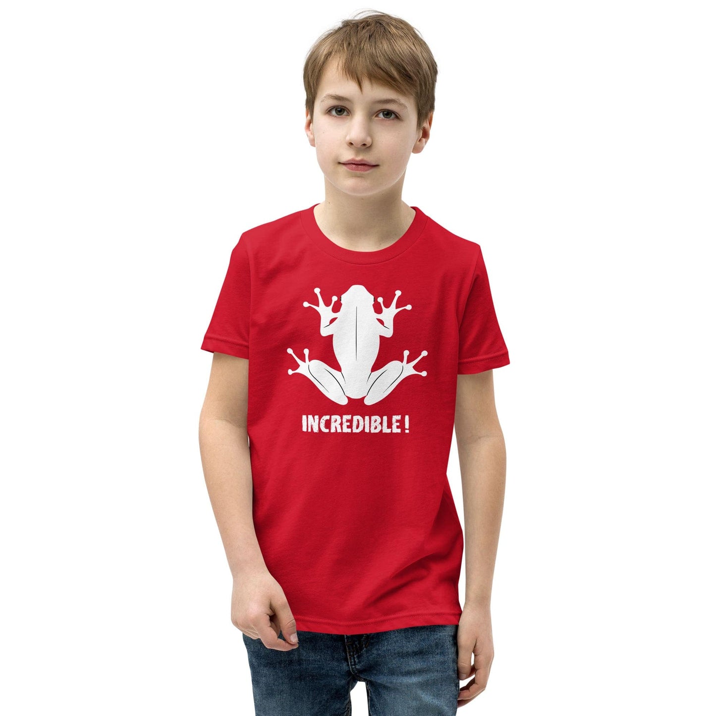 "Frogs Are Incredible" Frog T-Shirt for Youth/Kids (White Print) Red / S