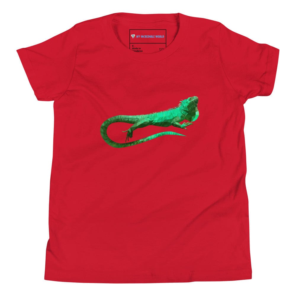 "Low-Poly Iguana" Polygonal Iguana T-Shirt (Youth/Kids) Red / S