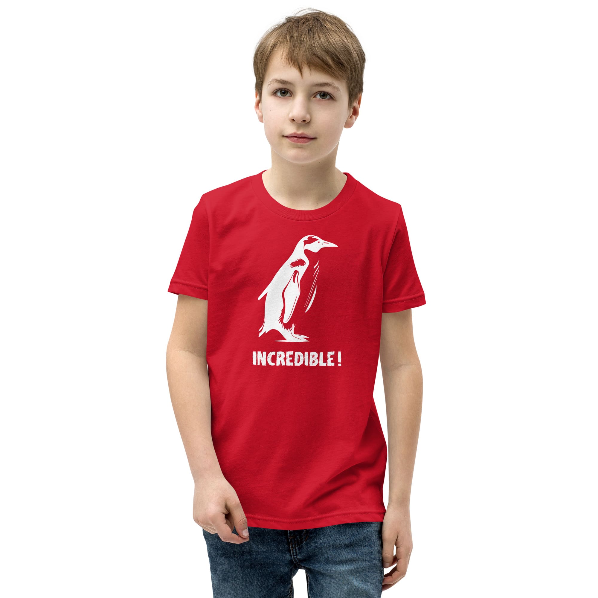 "Penguins Are Incredible" Penguin T-Shirt for Kids/Youth (White Print) Red / S