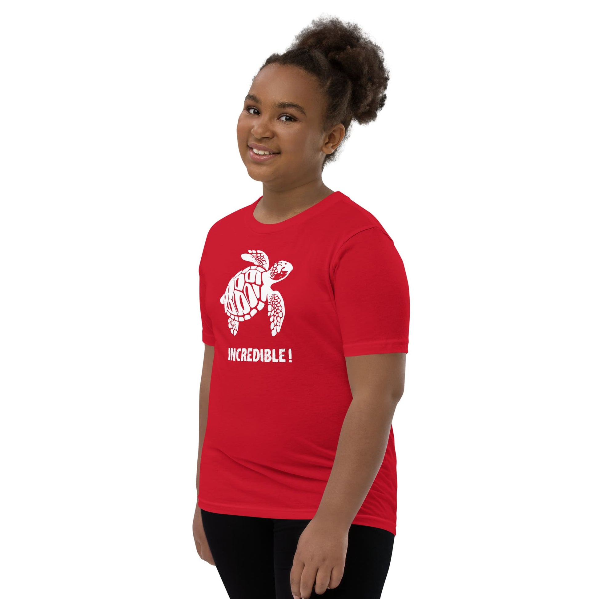 "Sea Turtles Are Incredible" Sea Turtle T-Shirt for Youth/Kids (White Print) Red / S