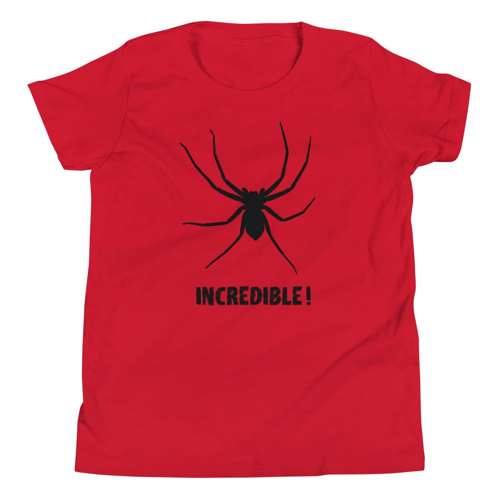 "Spiders Are Incredible" Spider T-Shirt for Youth/Kids (Black Print) Red / S / --