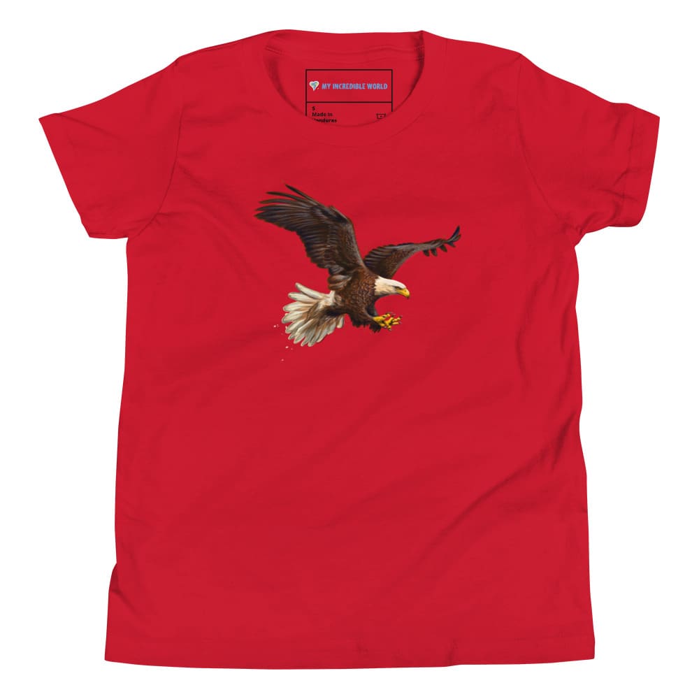 "Watercolor Bald Eagle" Bald Eagle T-Shirt (Youth/Kids) Red / S